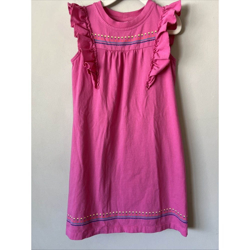 Hanna Andersson 120 Size 6-7 Sleeveless Pink Floral Ruffle Sun Dress